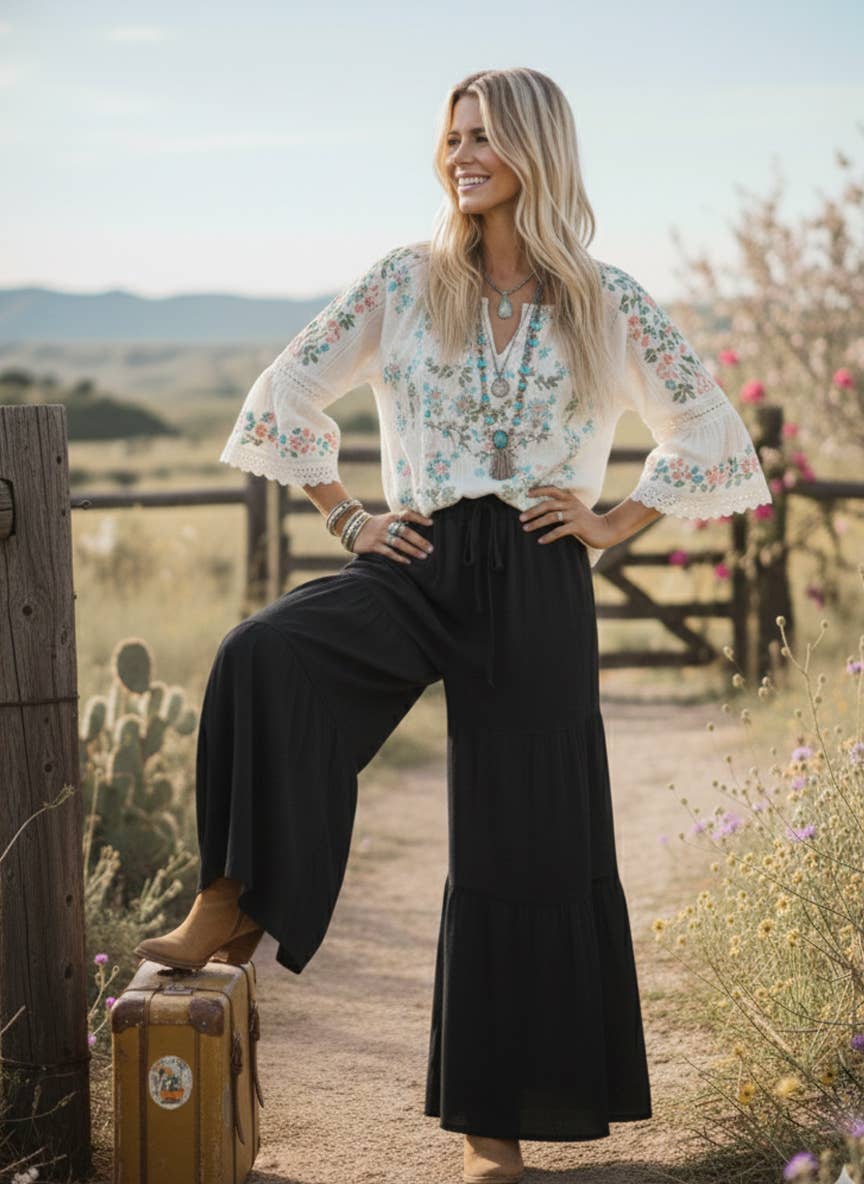 Linen Wide Leg Palazzo Pants