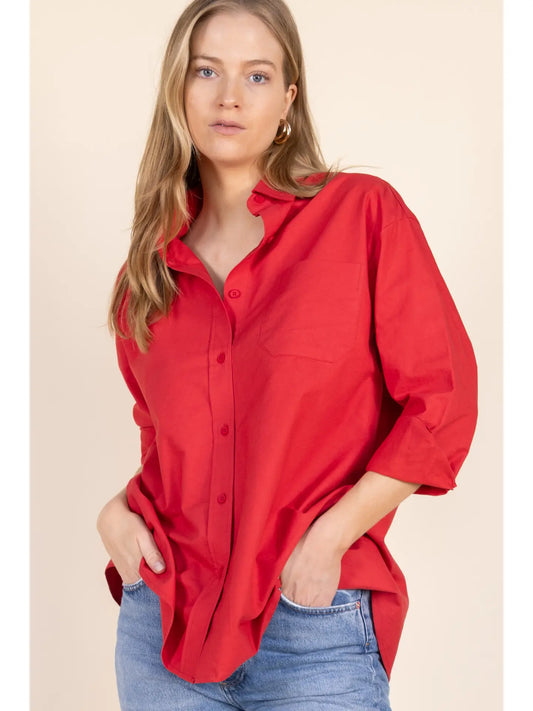 Red Poplin Blouse