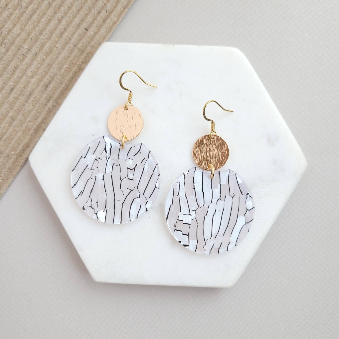 Zoey Pearl Black Stripe Earrings