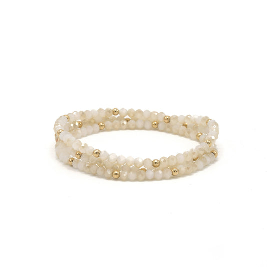 Winter White + Gold Filled Shimmer Bracelet Stack