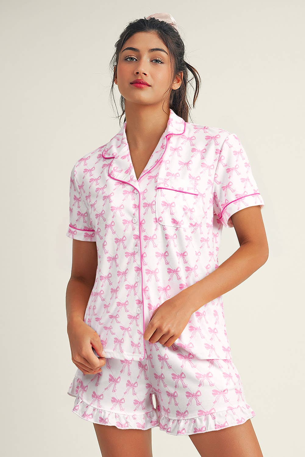 For the Gals Bowknot PJ Set