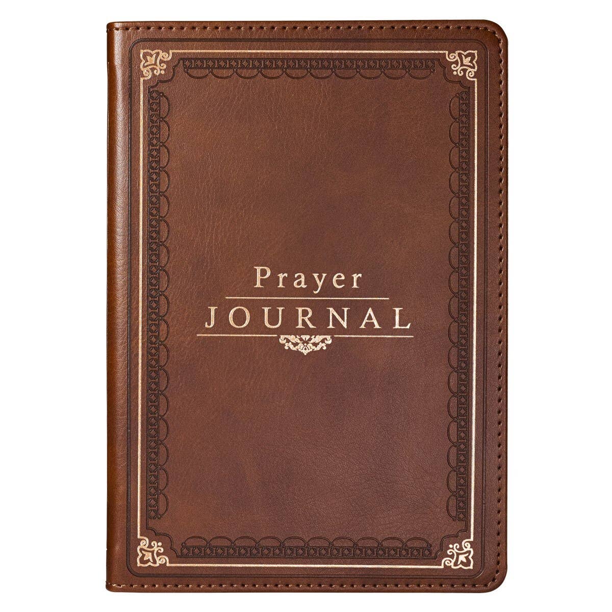 Prompted Faux Leather Prayer Journal Brown Matt. 6:9-13