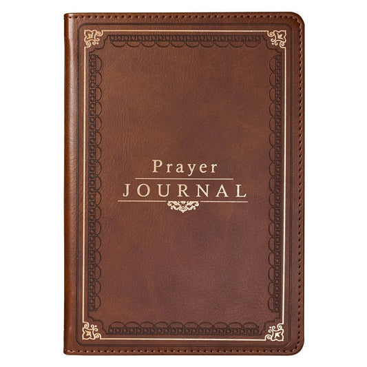 Prompted Faux Leather Prayer Journal Brown Matt. 6:9-13