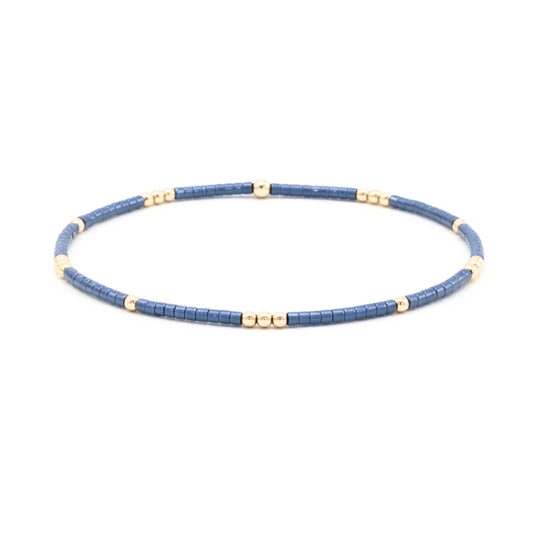 STEEL BLUE + Gold Filled Waterproof Bracelet