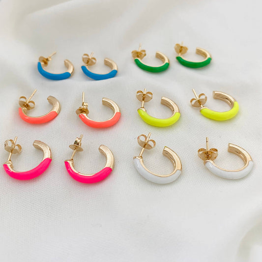 Neon Enamel Hoop Earrings