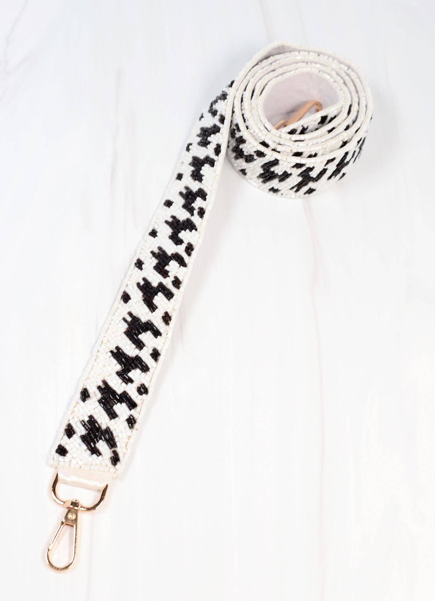 Houndstooth Beaded Crossbody Strap