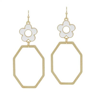 White Enamel Flower Earring