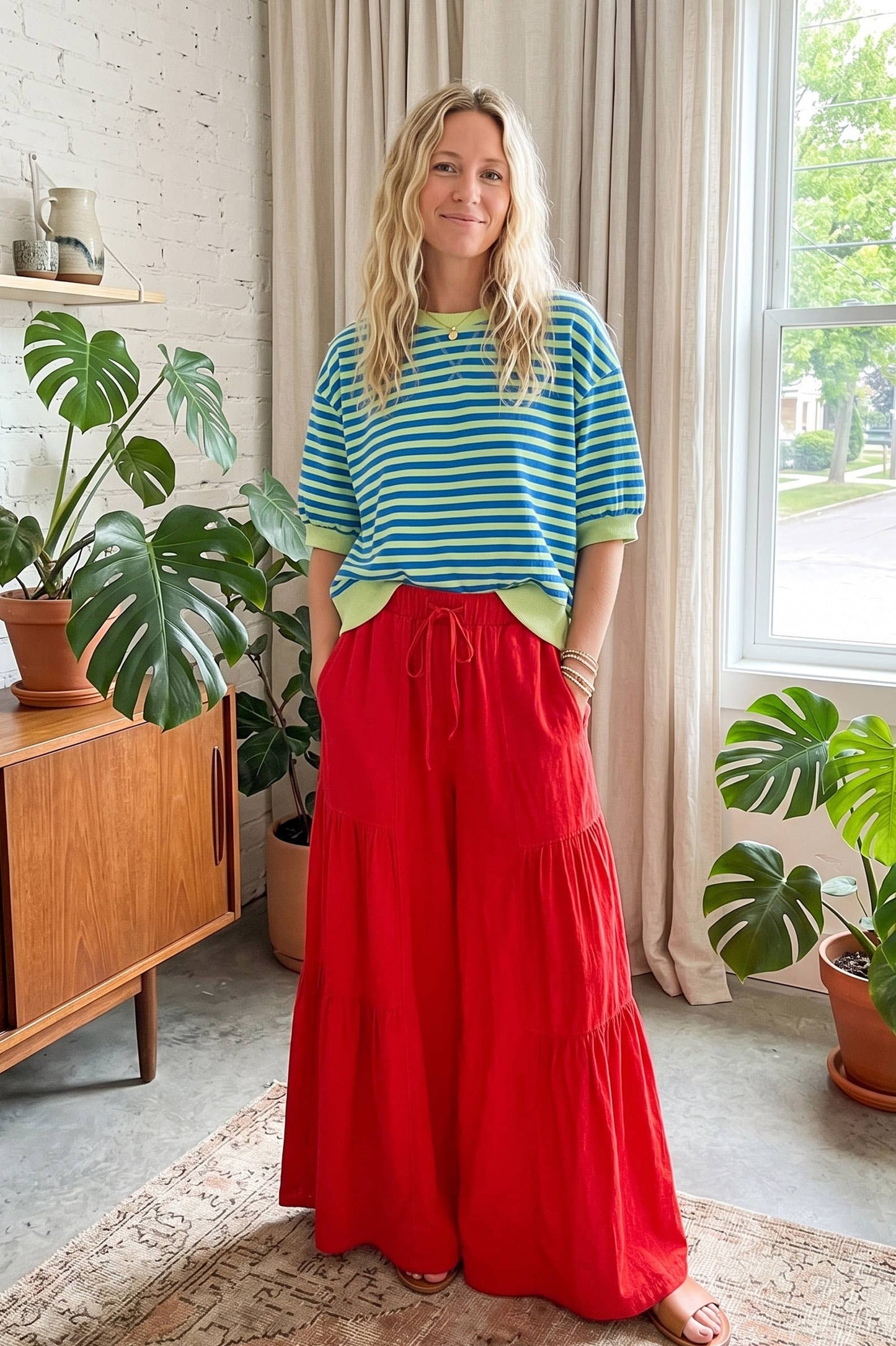 Linen Wide Leg Palazzo Pants