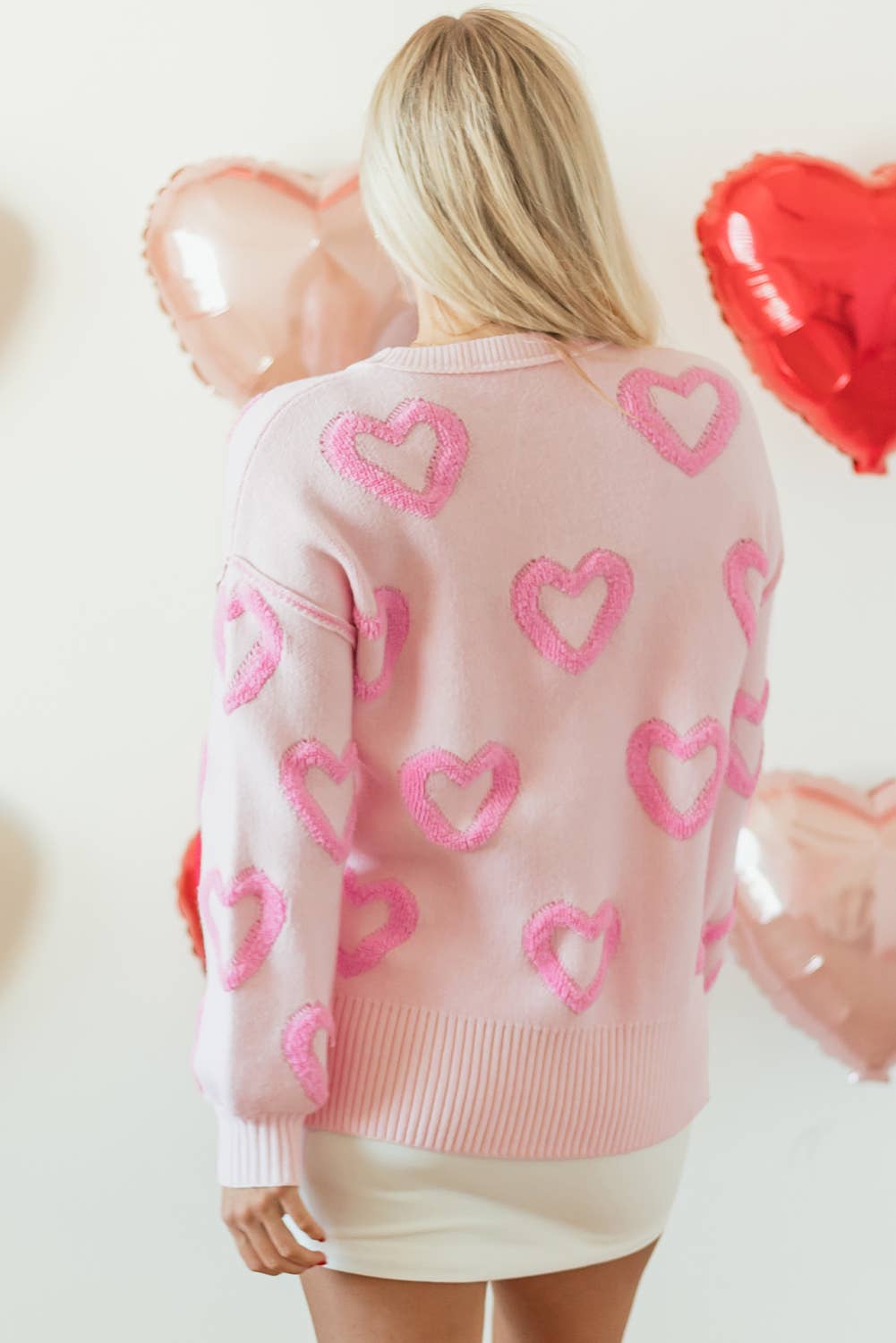 Baby Pink Bubble Heart Sweater