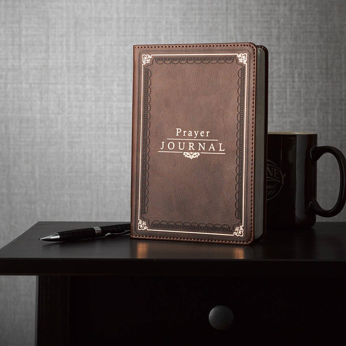 Prompted Faux Leather Prayer Journal Brown Matt. 6:9-13