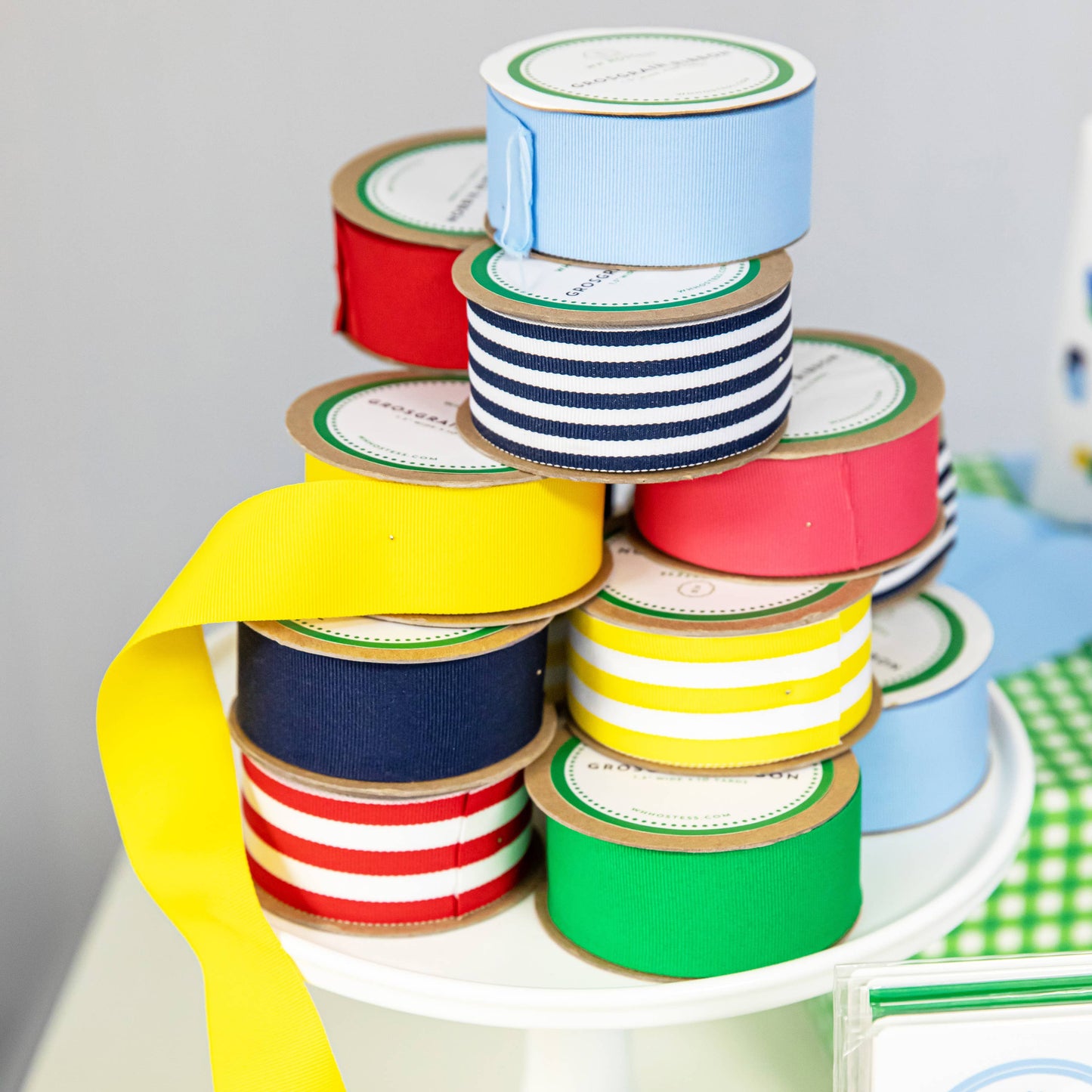 Preppy Striped Navy Grosgrain Ribbon
