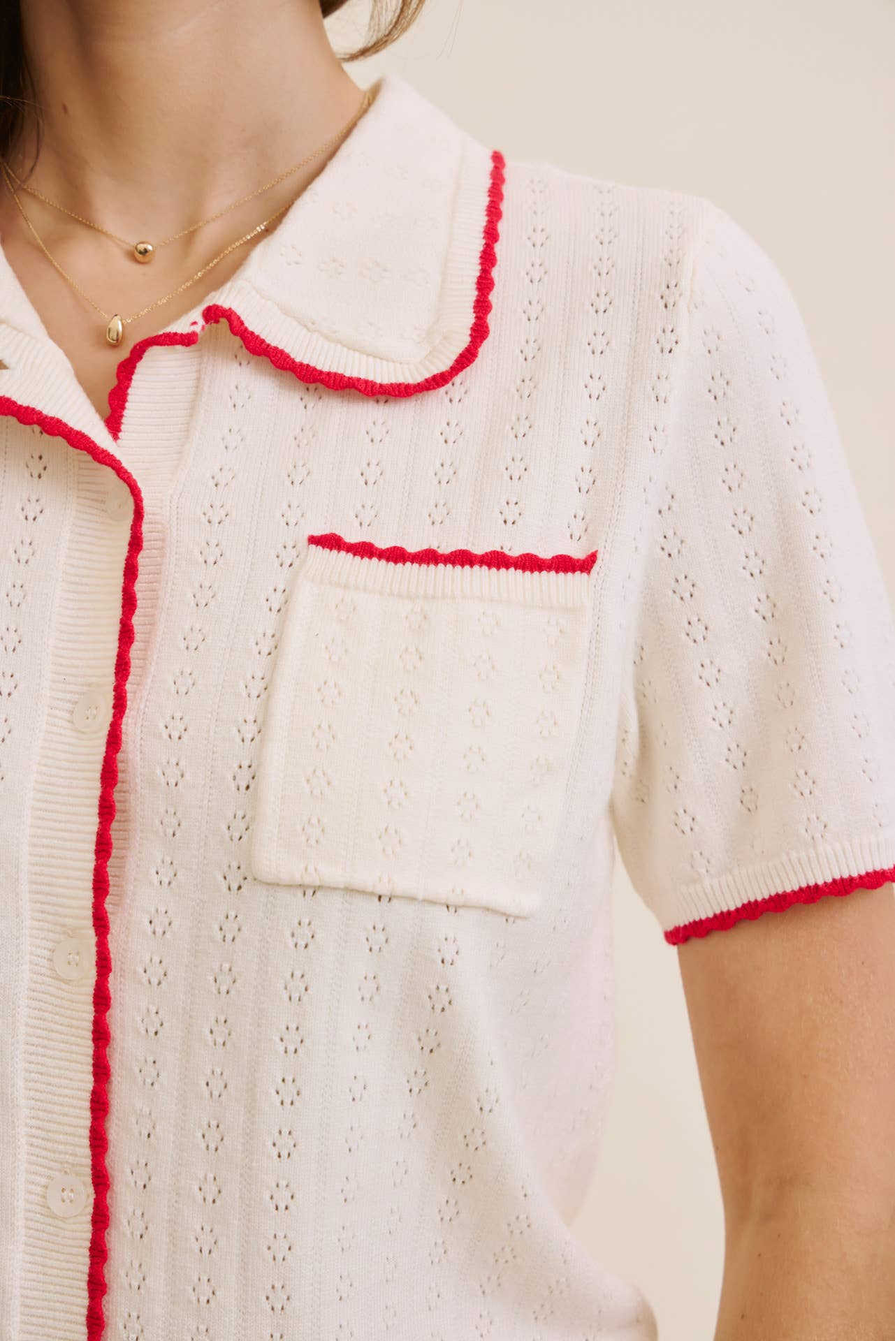 Sweet Scalloped Pointelle Top