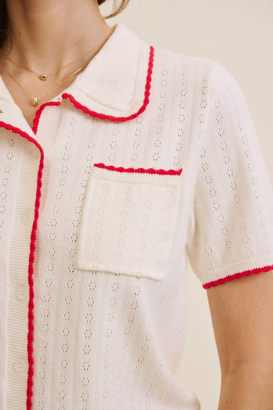 Sweet Scalloped Pointelle Top