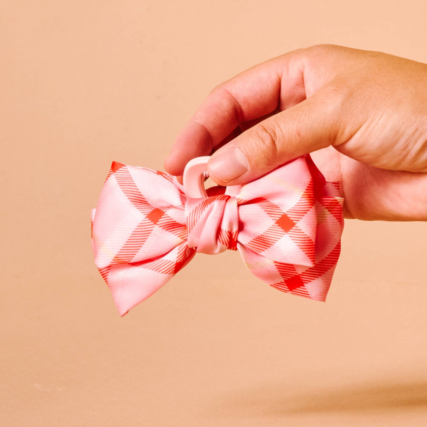 Festive Plaid Mini Satin Bow Claw Clip