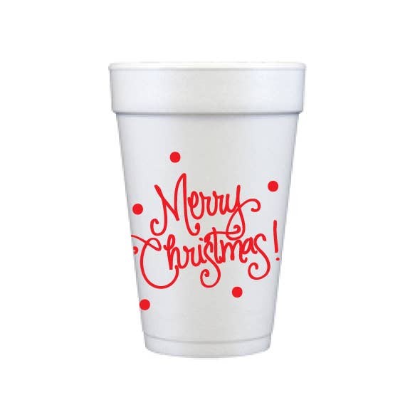 Foam Cups - Merry Christmas with Dots (3 colors)