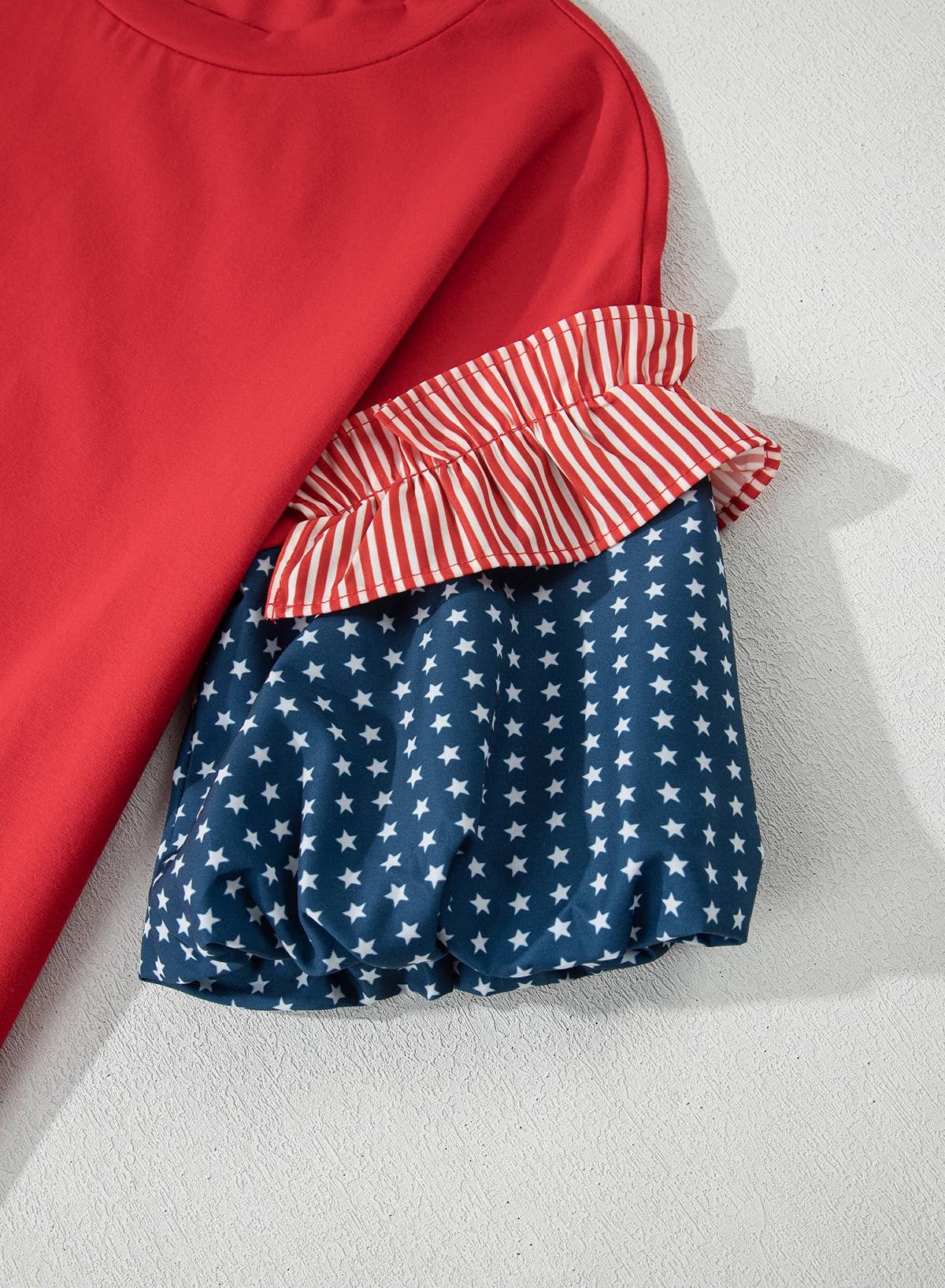 4th of July Stars Stripes Short Puff Sleeve Top