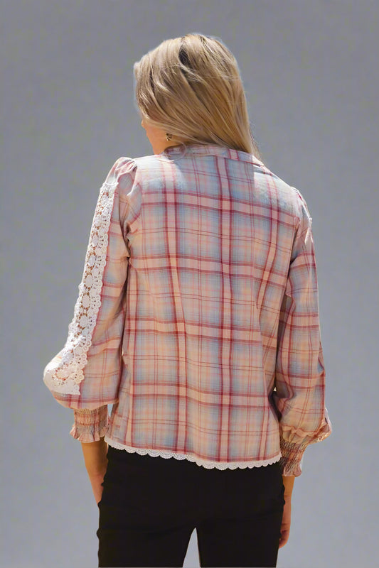 Mae's Lacey Plaid Blouse