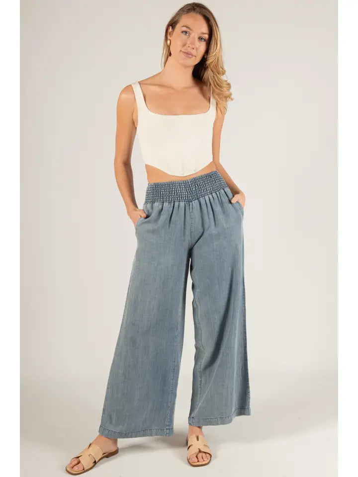 Smock Waist Gaucho Pants