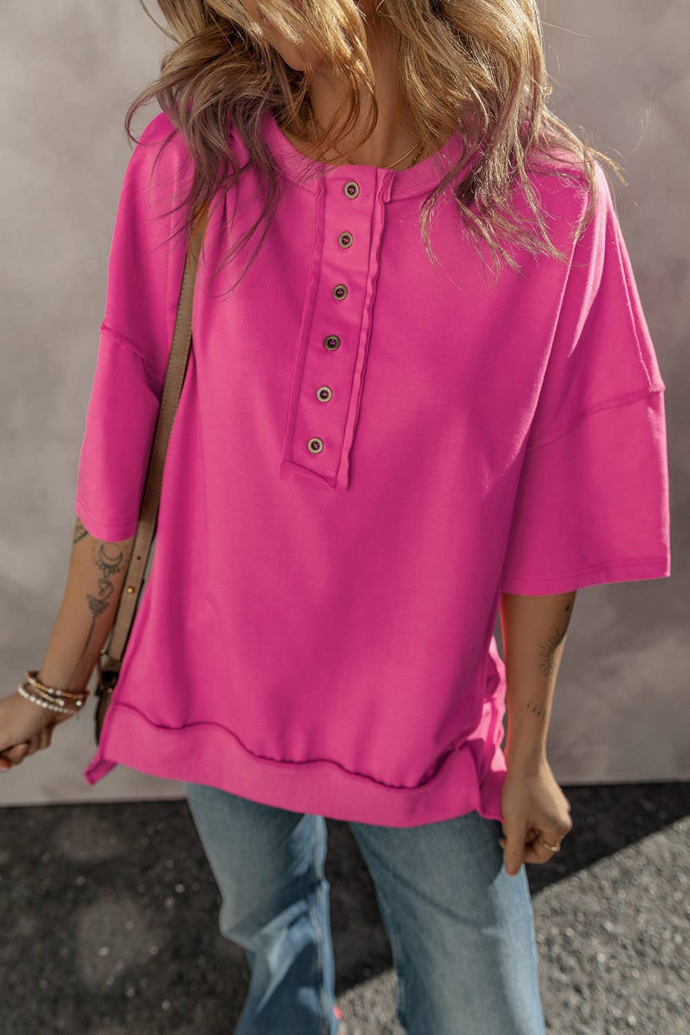 Katie's Rose Red Exposed Seam Tunic