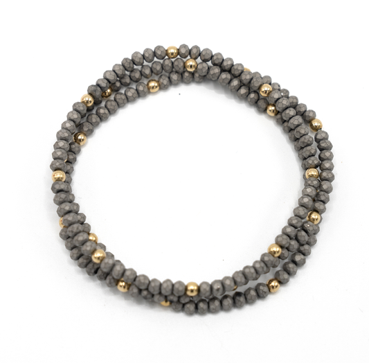 Matte Gray + Gold Filled Classic Bracelet Stack