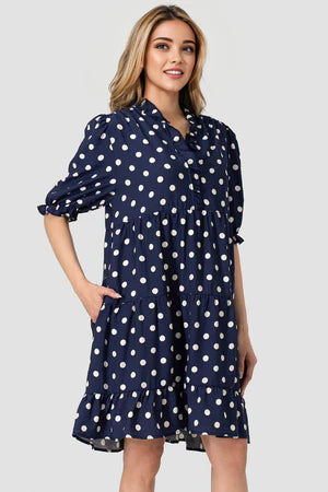 Shelly Navy Dot Dress