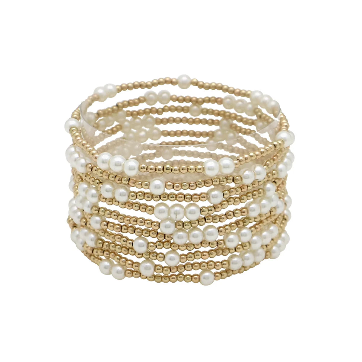 Gold and Pearl Set of 10 Bracelet