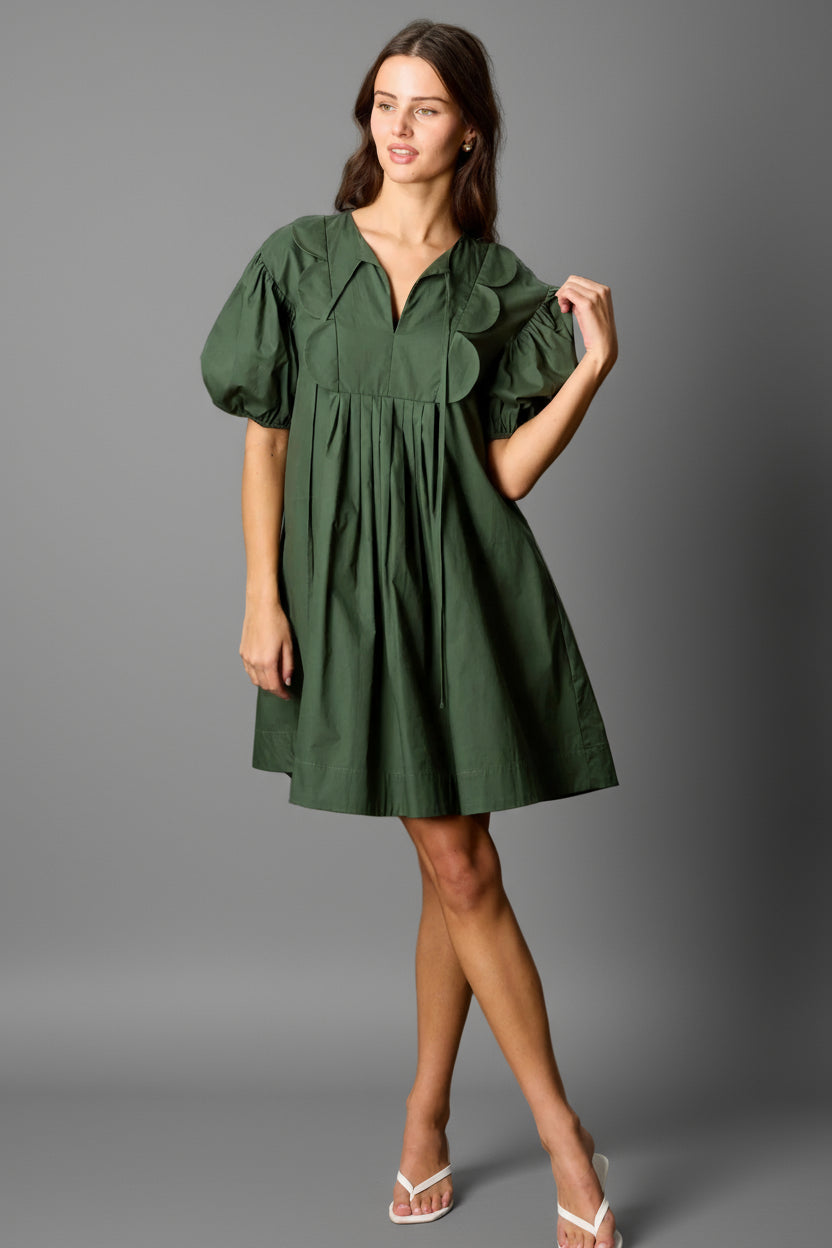 Fern's Poplin Scallop Trim Dress