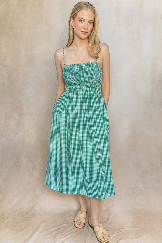 Gingham Smocked Bodice Dress