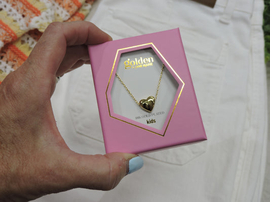 Gold Cable Chain Necklace with Gold Heart