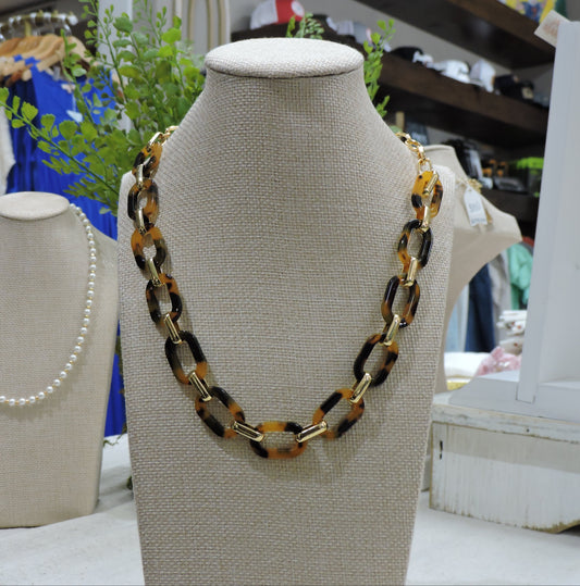 Gold Tortoise Paperclip Chain Necklace