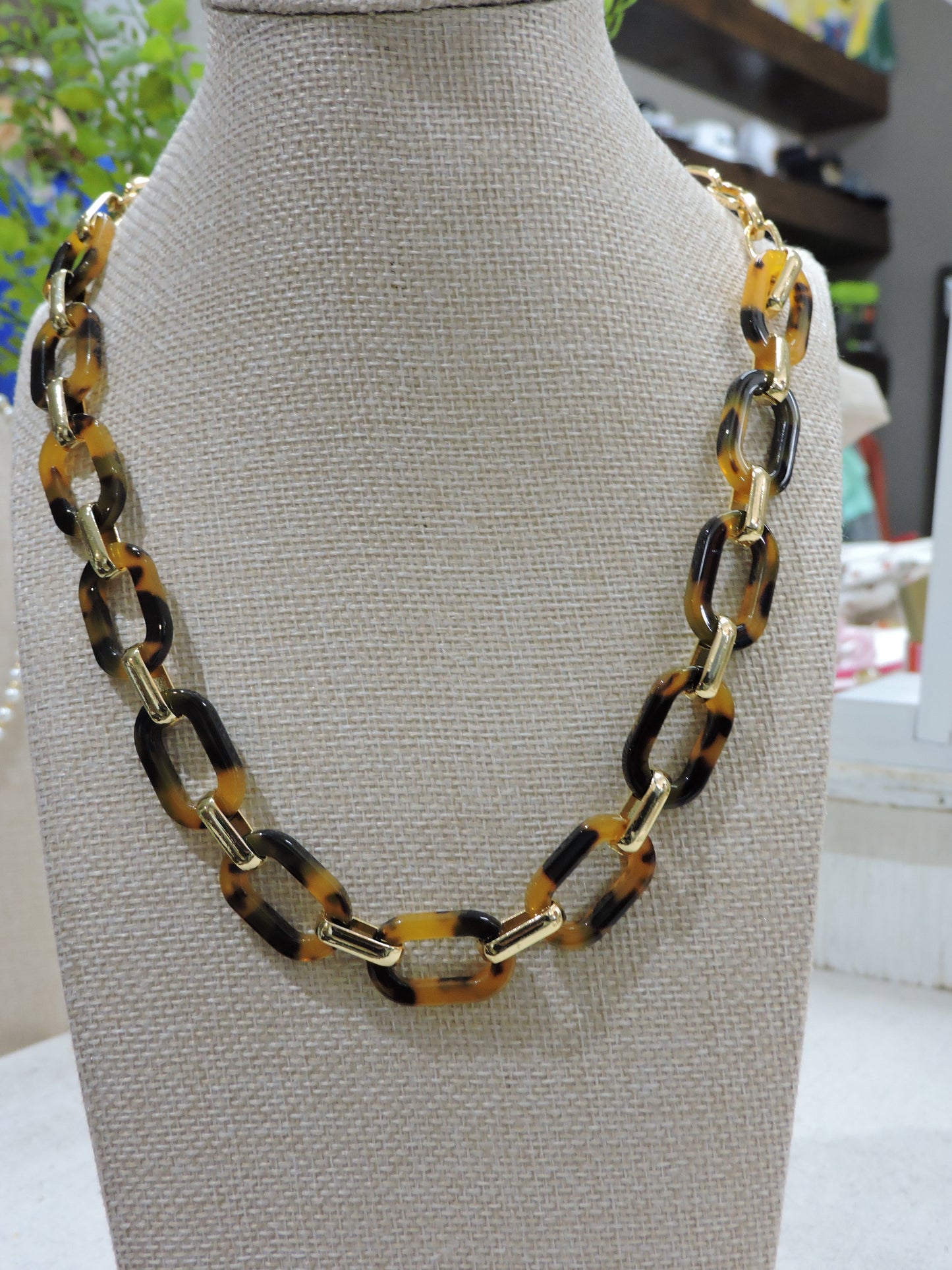 Gold Tortoise Paperclip Chain Necklace