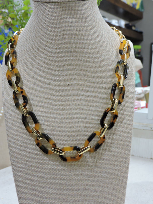 Gold Tortoise Paperclip Chain Necklace