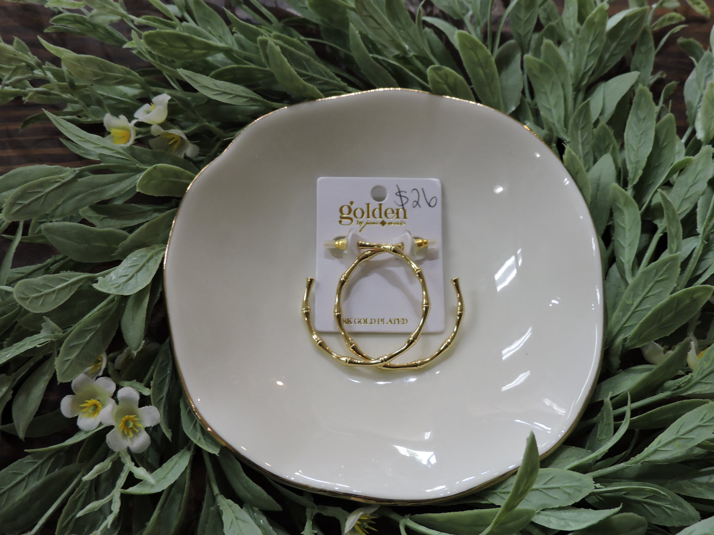 Gold Bamboo Hoop Earring