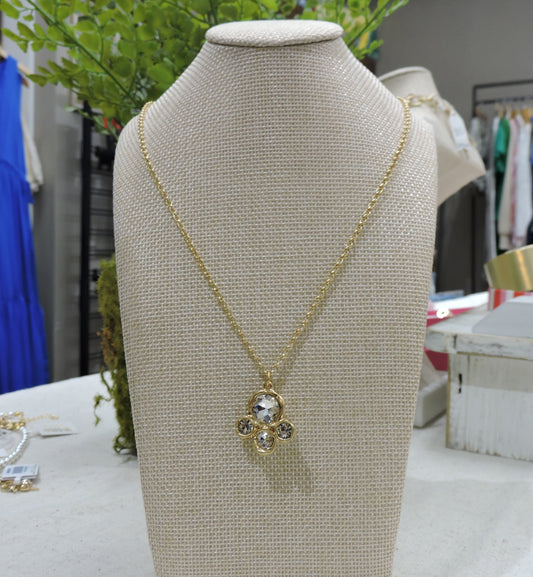 Gold Belcher Chain Necklace with Artisan Crystal Cluster