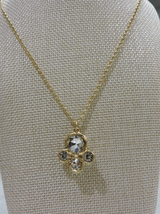 Gold Belcher Chain Necklace with Artisan Crystal Cluster