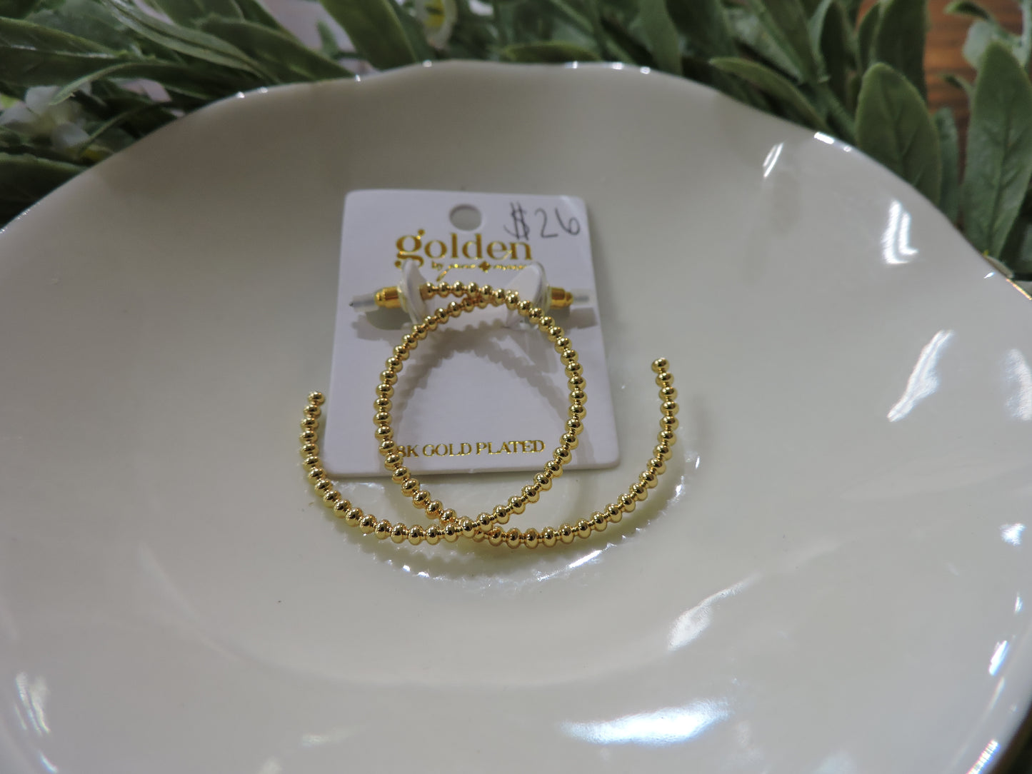 Gold Large Bubble Studded Hoop Earring