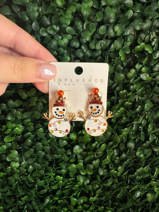 White Snowman Earrings