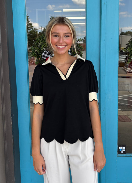 Connie's Contrast Collared Blouse