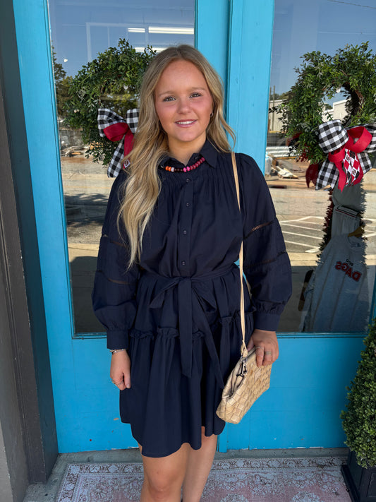 Poplin Eyelet Sweetheart Dress