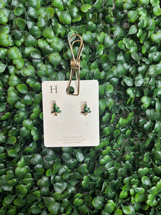 Christmas Tree Pave Earrings