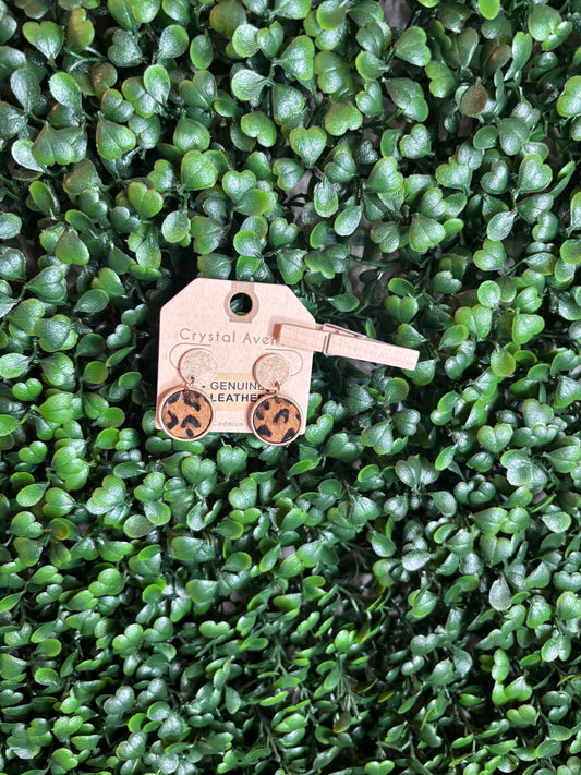 Leopard Disk Dangle Earrings