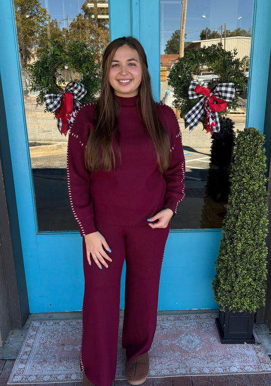 Burgundy Sweater Pants