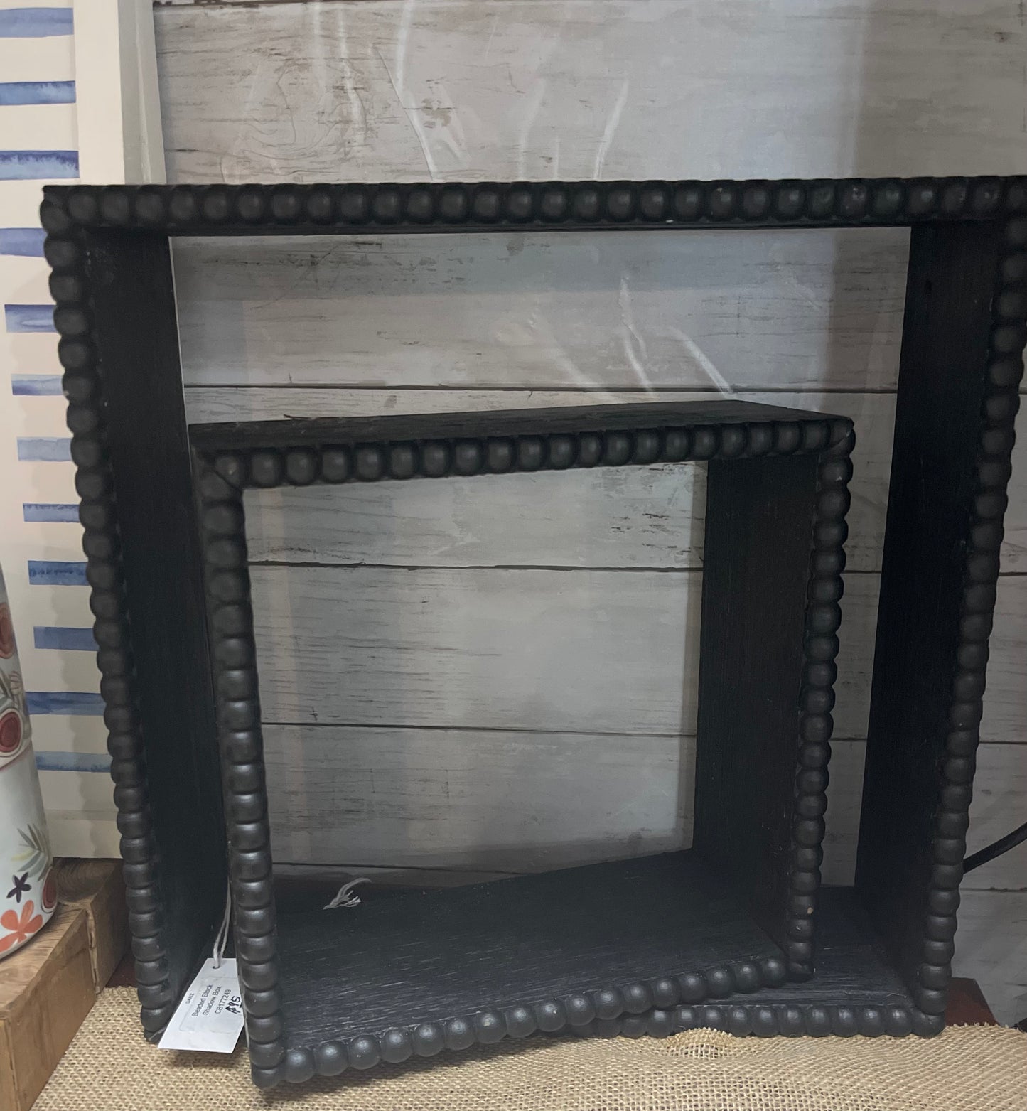 Beaded Black Square Shelf