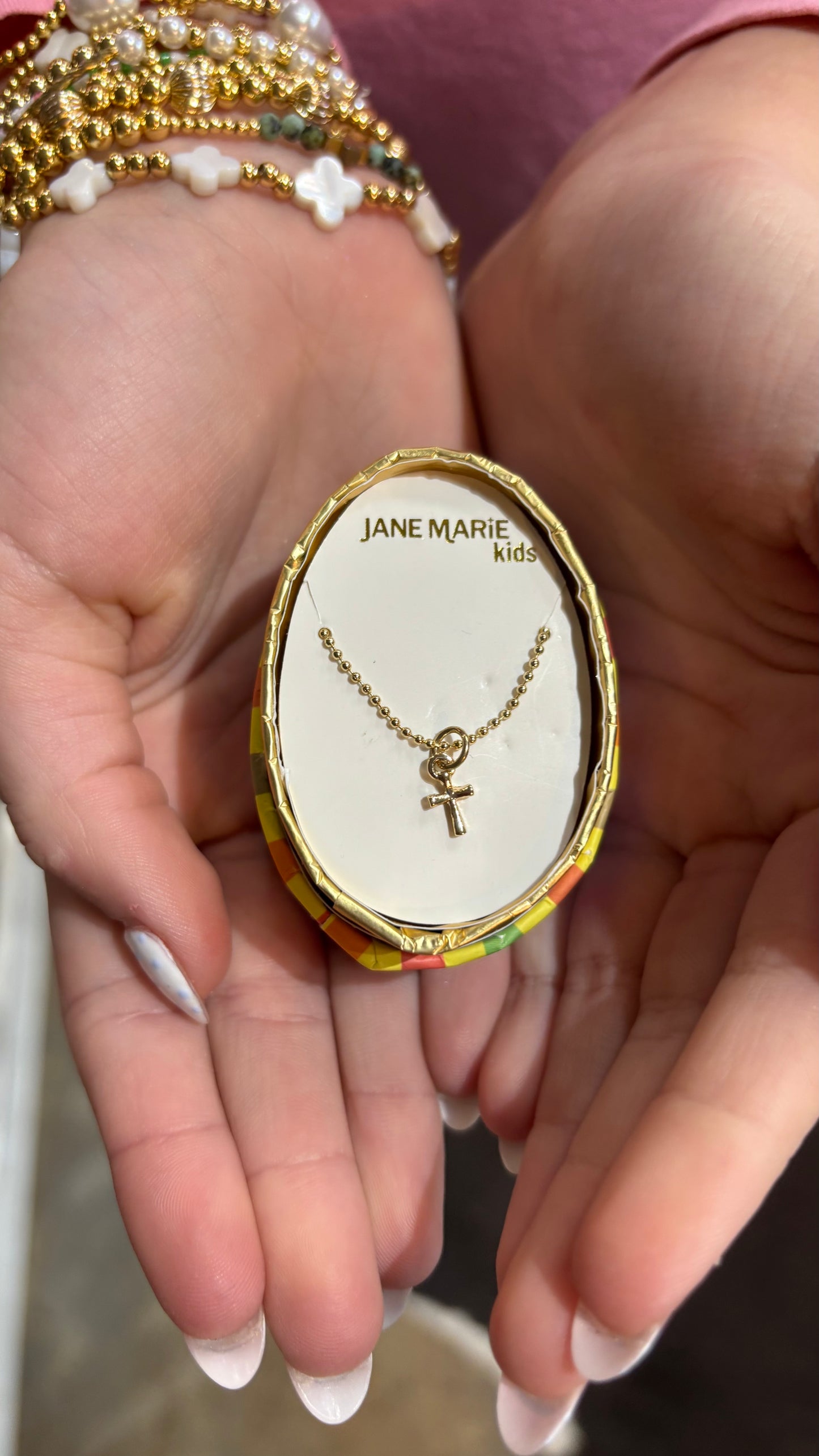 Gold Cross on Gold Ball Chain Necklace