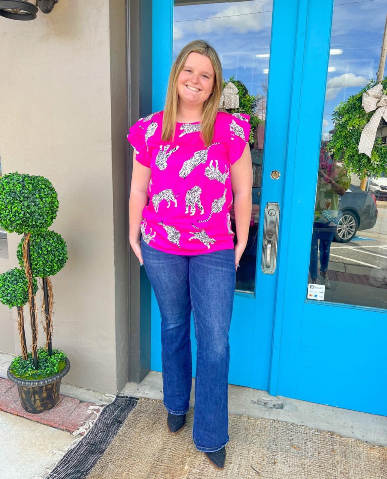 Hot Pink Cheetah Ruffle Shirt