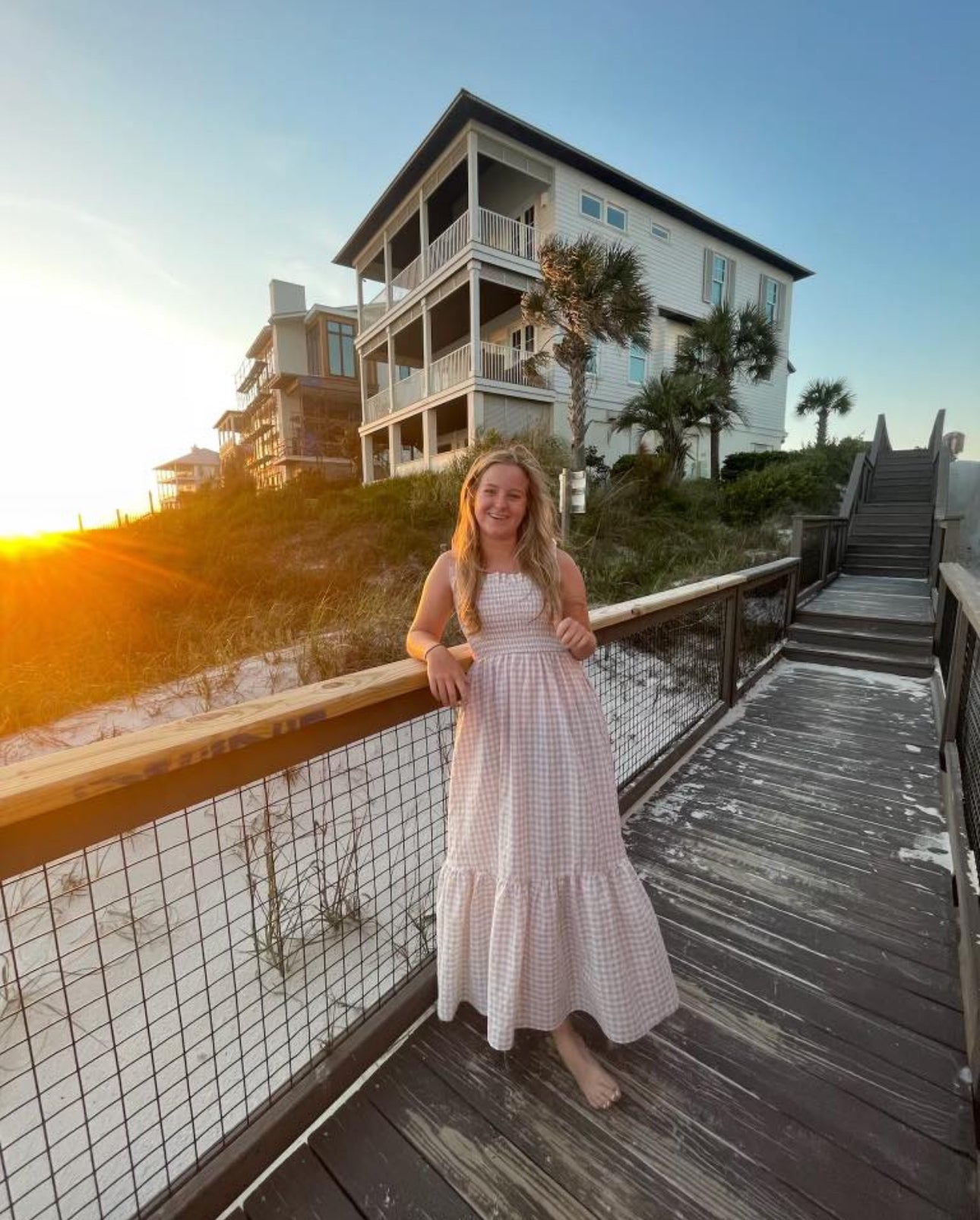 Soft Plaid Ruffled Smocked Maxi Dress