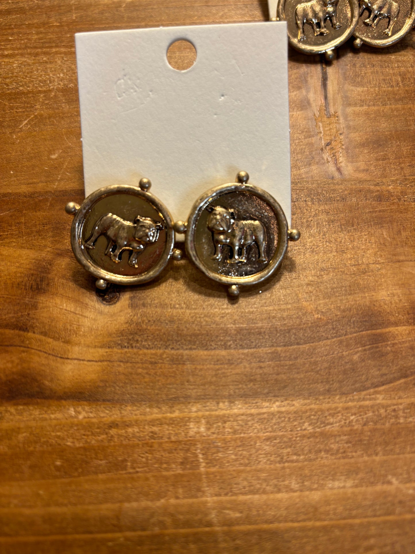 Stamped Bulldog Earrings