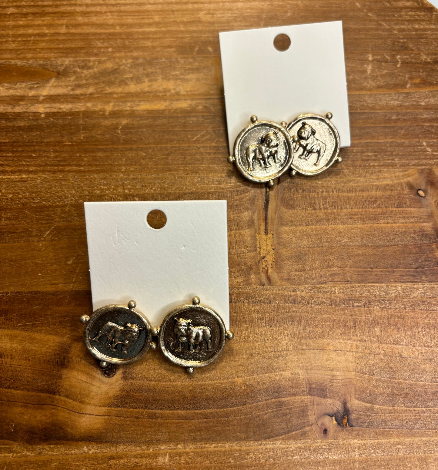 Stamped Bulldog Earrings