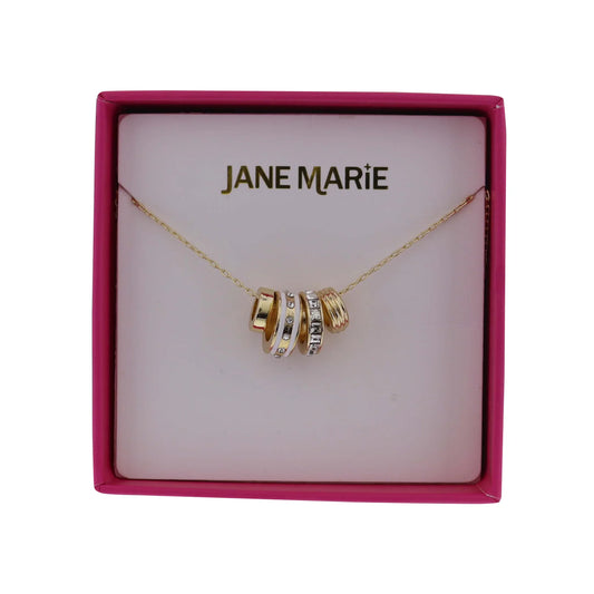 Clear Crystal & White Enamel Rondelles Necklace