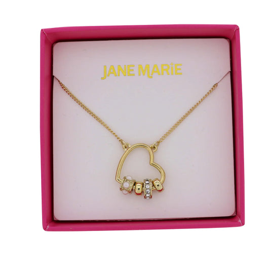 Pearl & Clear Open Heart Rondelles Necklace